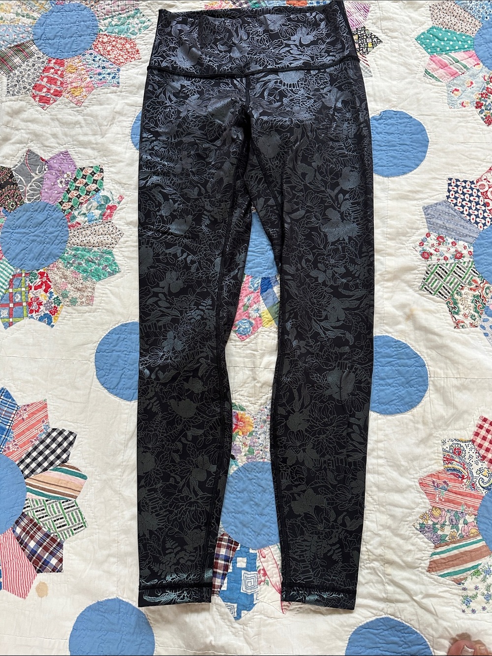 lululemon athletica Black Floral Print Leggings